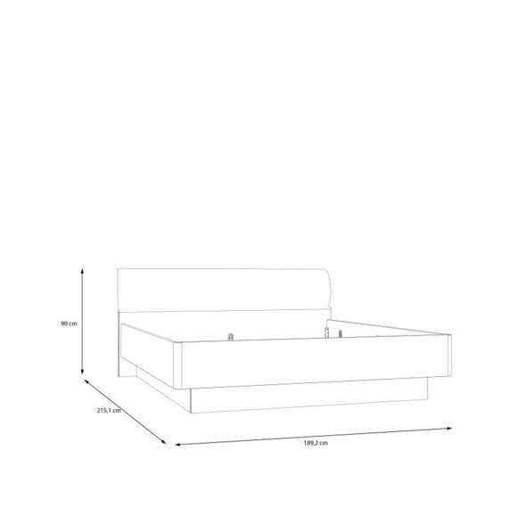 Seng MAYACUS 180x200 cm - hvit matt - eik mauvella
