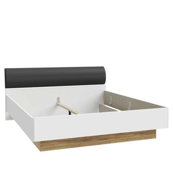 Seng MAYACUS 180x200 cm - hvit matt - eik mauvella