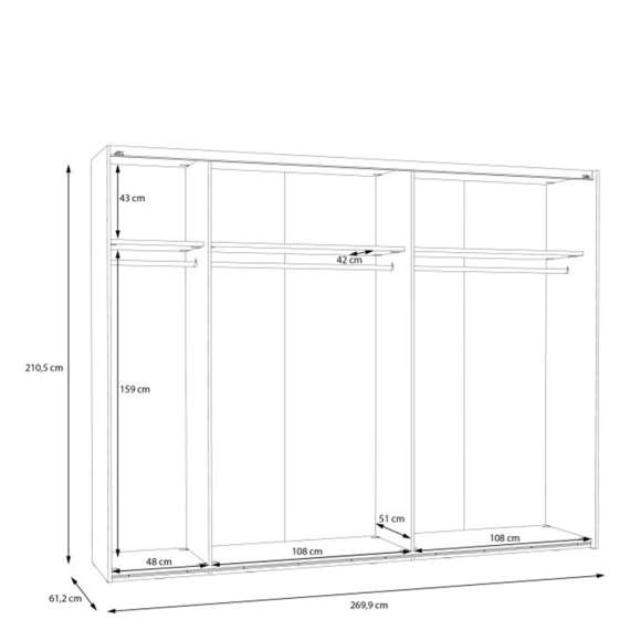 Garderobeskap   MAYACUS 270x210 - hvit matt - eik mauvella