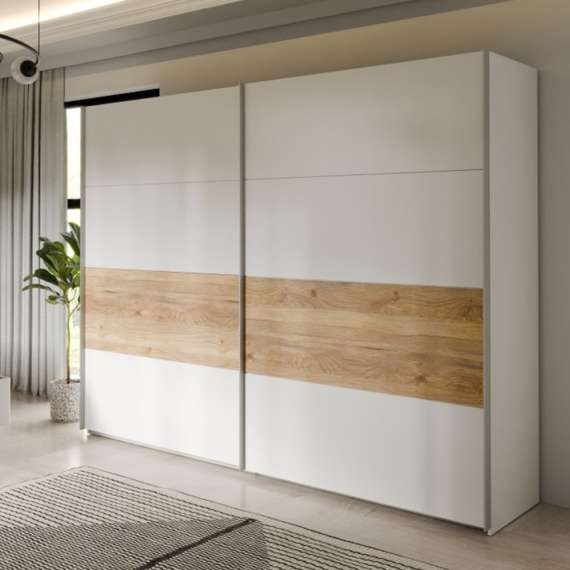 Garderobeskap   MAYACUS 270x210 - hvit matt - eik mauvella