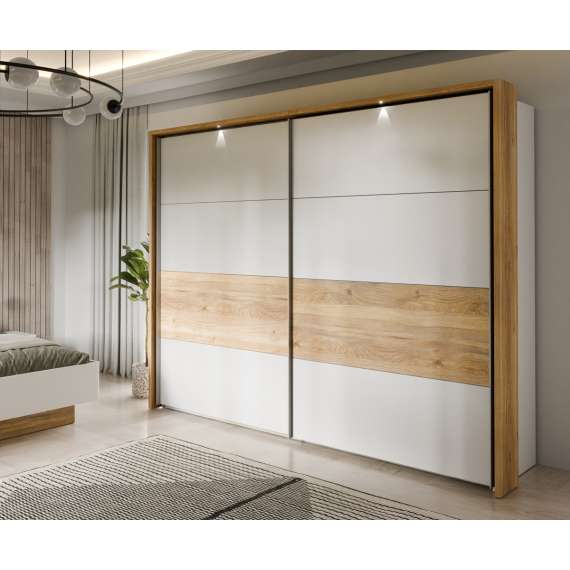 Garderobeskap   MAYACUS 270x210 - hvit matt - eik mauvella