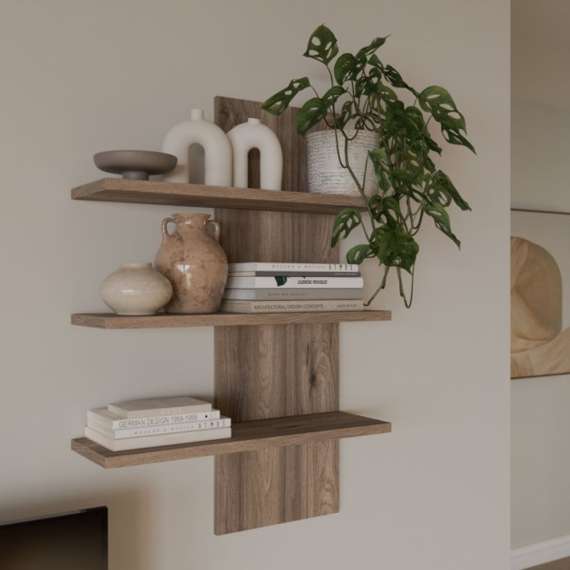 Veggpanel med hylle GLENKEEN - 68x100 cm - eik valencia