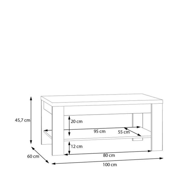 Sofabord GLENKEEN 100x60 cm - eik valencia