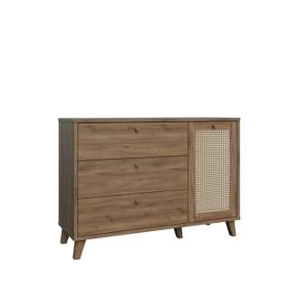 Skjenk GLENKEEN 160x48 cm - 1 dør - 3 skuffer - eik valencia - rotting