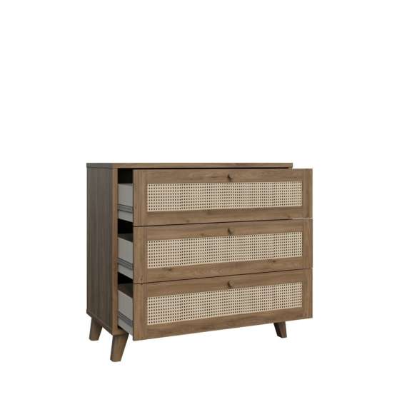 Skjenk GLENKEEN 90x84 cm - 3 skuffer - eik valencia - rotting