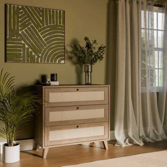 Skjenk GLENKEEN 90x84 cm - 3 skuffer - eik valencia - rotting