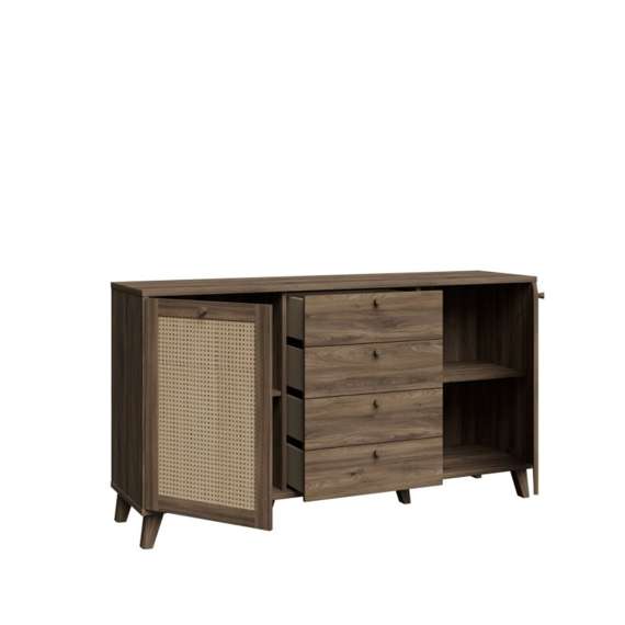 Skjenk GLENKEEN 160x87 cm - 4 skuffer - 2 dører - eik valencia - rotting