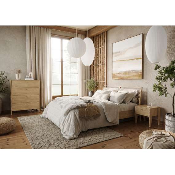 Seng Cozy 160x200 - eik - med oppbevaringsplass