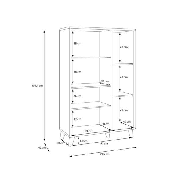 Vitrineskap GLENKEEN 100x150 cm - 2 dører - eik valencia - rotting