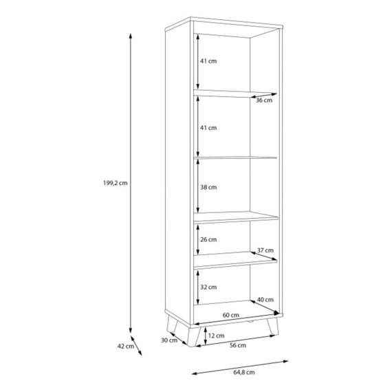 Vitrineskap GLENKEEN 65x200 cm - 1 dør - eik valencia - rotting