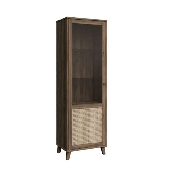 Vitrineskap GLENKEEN 65x200 cm - 1 dør - eik valencia - rotting
