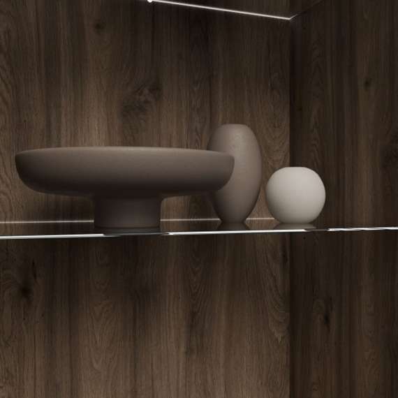 Vitrineskap GLENKEEN 65x200 cm - 1 dør - eik valencia - rotting