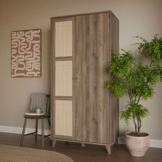 Garderobeskap GLENKEEN 95x200 cm - 2 dører - eik valencia - rotting