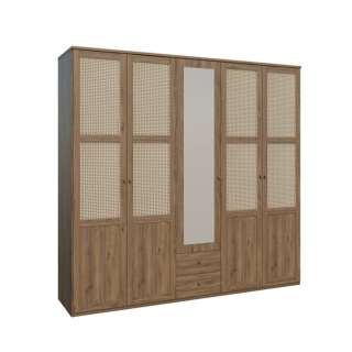 Garderobeskap GLENKEEN 223x213 cm - 5 dører - 2 skuffer - eik valencia - rotting