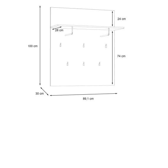 Veggpanel med knagger TRONDHEIM 89x100 cm - hylle - eik artisan