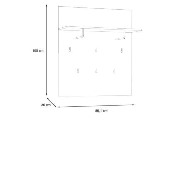 Veggpanel med knagger TRONDHEIM 89x100 cm - hylle - eik artisan