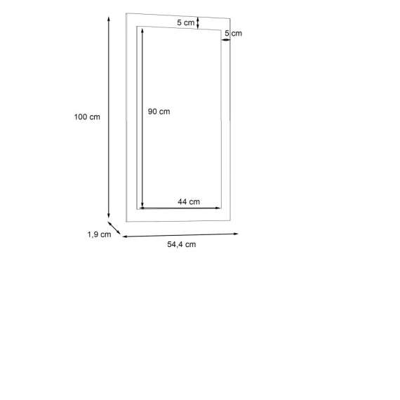 Speil TRONDHEIM 54x100 cm  - eik svart ramme