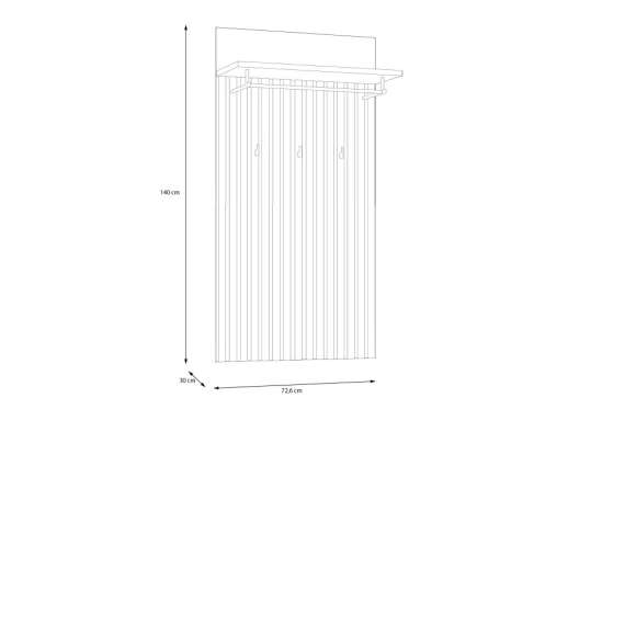 Veggpanel med spiler TRONDHEIM 73x140 cm - hylle - eik artisan