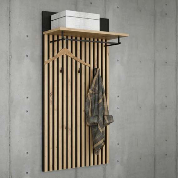 Veggpanel med spiler TRONDHEIM 73x140 cm - hylle - eik artisan