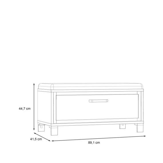 Skobenk TRONDHEIM 89x45 cm - eik artisan - eik svart - pute