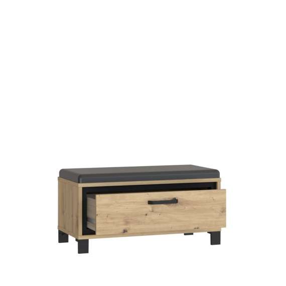 Skobenk TRONDHEIM 89x45 cm - eik artisan - eik svart - pute