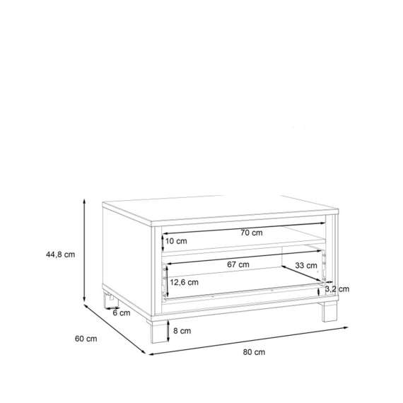 Sofabord TRONDHEIM 80x60 cm - eik artisan - eik svart - skuffe