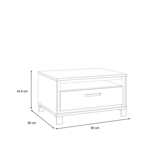 Sofabord TRONDHEIM 80x60 cm - eik artisan - eik svart - skuffe