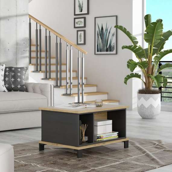 Sofabord TRONDHEIM 80x55 cm - eik artisan - eik svart