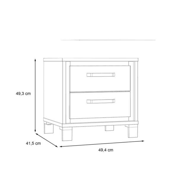 Nattbord TRONDHEIM 50x50 cm - eik artisan - eik svart - 2 skuffer