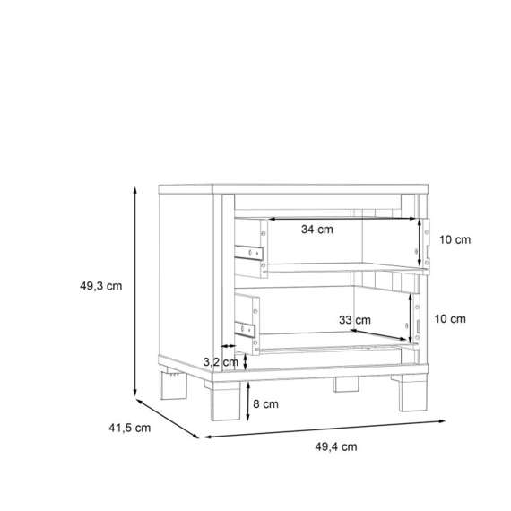 Nattbord TRONDHEIM 50x50 cm - eik artisan - eik svart - 2 skuffer