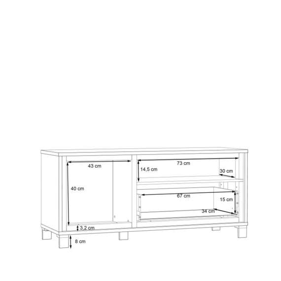 Tv-benk TRONDHEIM 132x59 cm - eik artisan - eik svart - 1 skuff - 1 dør