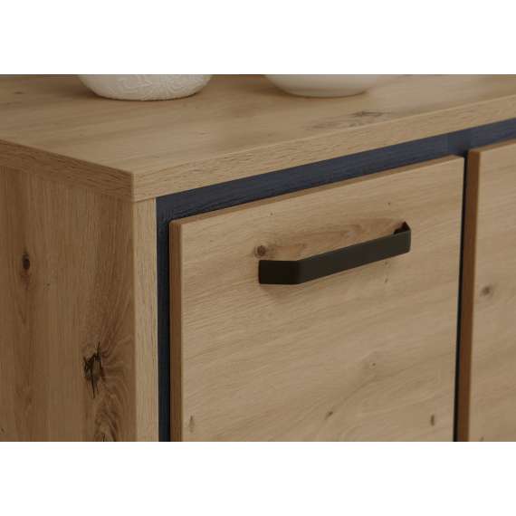 Tv-benk TRONDHEIM 159x59 cm - eik artisan - eik svart - 1 skuff - 2 dører