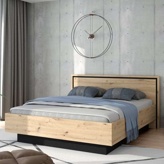 Seng TRONDHEIM 160x200 cm - eik artisan - eik svart