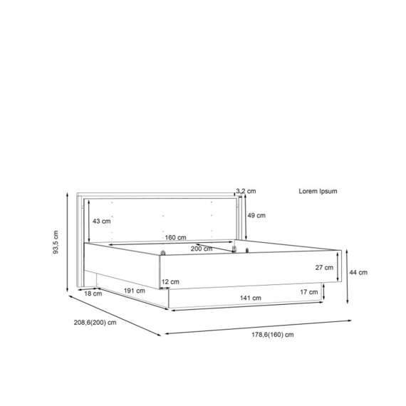 Seng TRONDHEIM 160x200 cm - eik artisan - eik svart