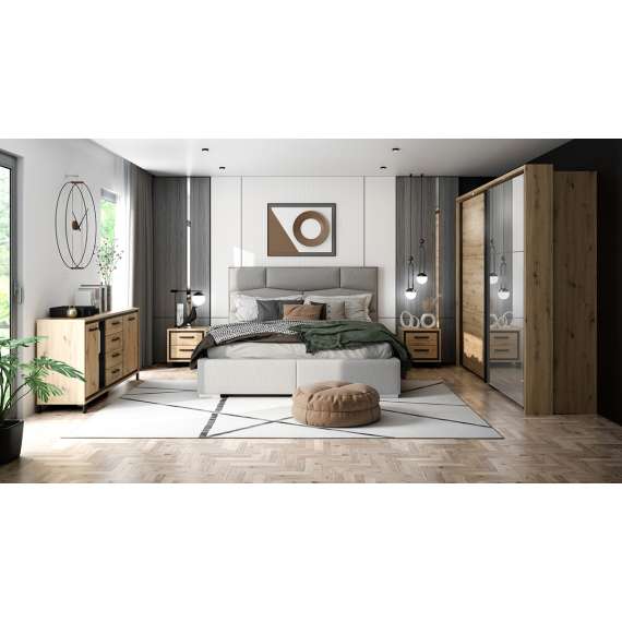 Seng TRONDHEIM 160x200 cm - eik artisan - eik svart