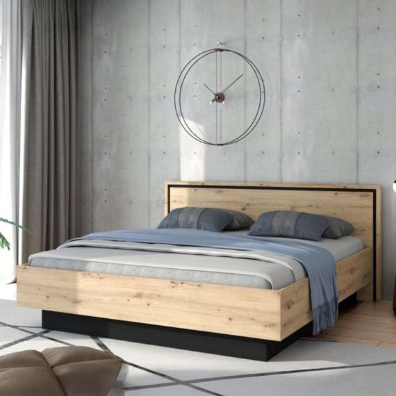 Seng TRONDHEIM 180x200 cm - eik artisan - eik svart