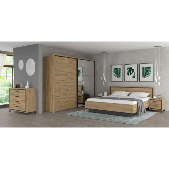 Seng TRONDHEIM 180x200 cm - eik artisan - eik svart