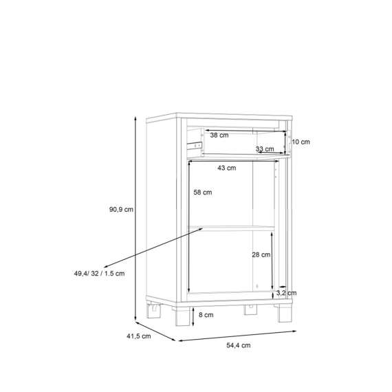 Skoskap TRONDHEIM 55x91 cm - eik artisan - eik svart