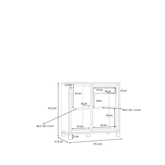 Skjenk TRONDHEIM 91x91 cm - 2 dører - 1 skuff - eik artisan - eik svart