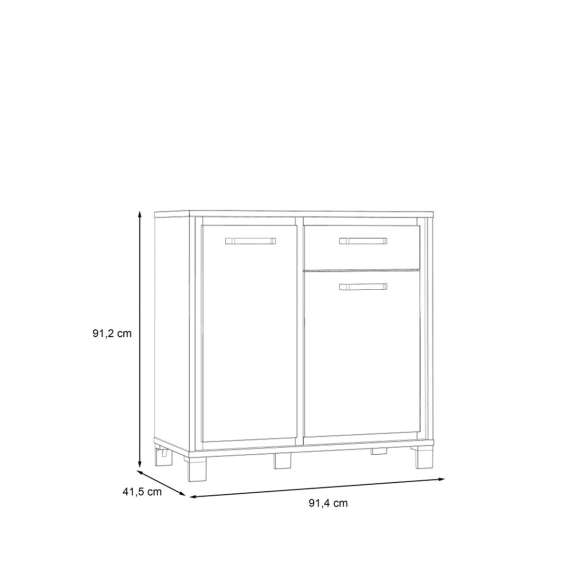 Skjenk TRONDHEIM 91x91 cm - 2 dører - 1 skuff - eik artisan - eik svart
