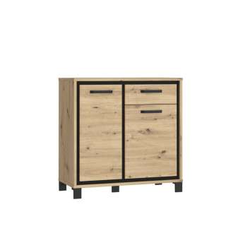 Skjenk TRONDHEIM 91x91 cm - 2 dører - 1 skuff - eik artisan - eik svart