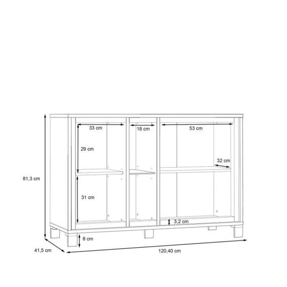 Skjenk TRONDHEIM 120x81 cm - 2 dører - eik artisan - eik svart