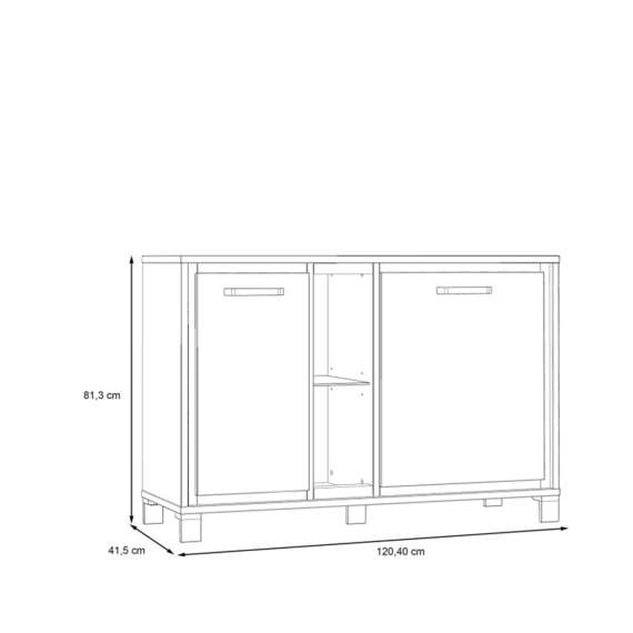 Skjenk TRONDHEIM 120x81 cm - 2 dører - eik artisan - eik svart