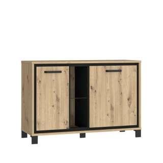 Skjenk TRONDHEIM 120x81 cm - 2 dører - eik artisan - eik svart