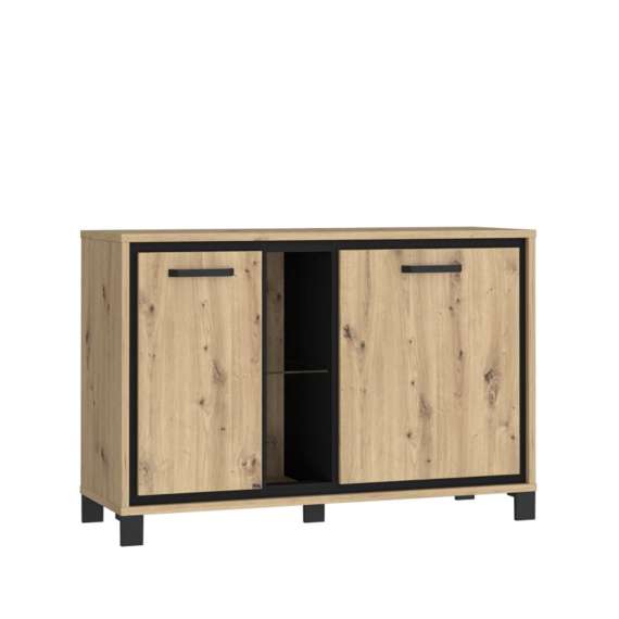 Skjenk TRONDHEIM 120x81 cm - 2 dører - eik artisan - eik svart