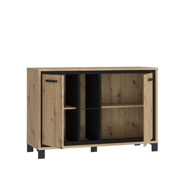 Skjenk TRONDHEIM 120x81 cm - 2 dører - eik artisan - eik svart