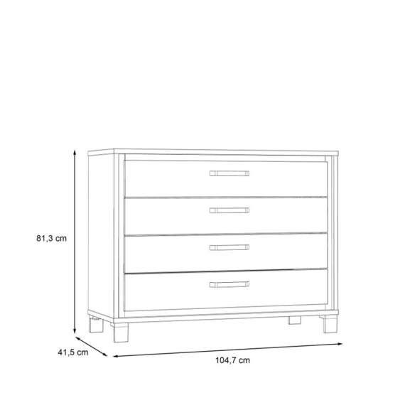 Skjenk TRONDHEIM 105x81 cm - 4 skuffer - eik artisan - eik svart
