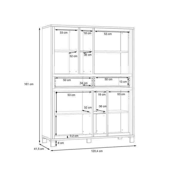 Skap TRONDHEIM 120x161 cm - 4 dører - 1 skuff - eik artisan - eik svart