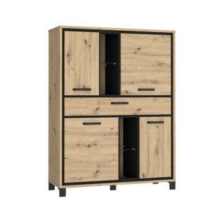 Skap TRONDHEIM 120x161 cm - 4 dører - 1 skuff - eik artisan - eik svart