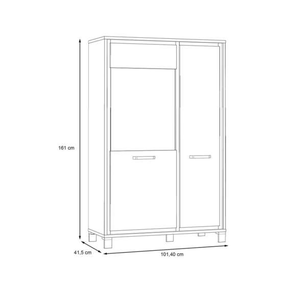Vitrineskap TRONDHEIM 101x161 cm - 2 dører - eik artisan - eik svart